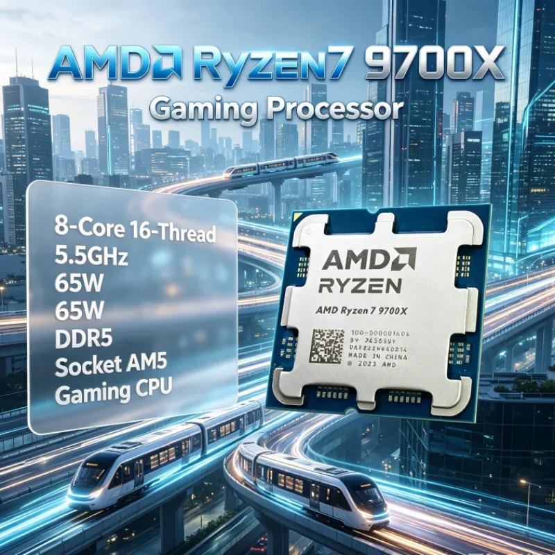 AMD Ryzen 7 9700X 8-Core 16-Thread Socket AM5 Up to 5.5GHz PCIe 5.0 DDR5 4NM 3.8GHz 65W without fan L3=32M CPU for Gaming PC
