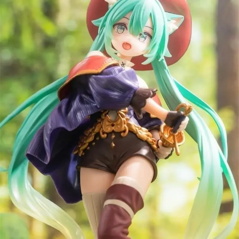 Japonês hatsune miku bandai banpresto conto de fadas país das maravilhas um gato usando botas presente anime figura estátua coleção periférica