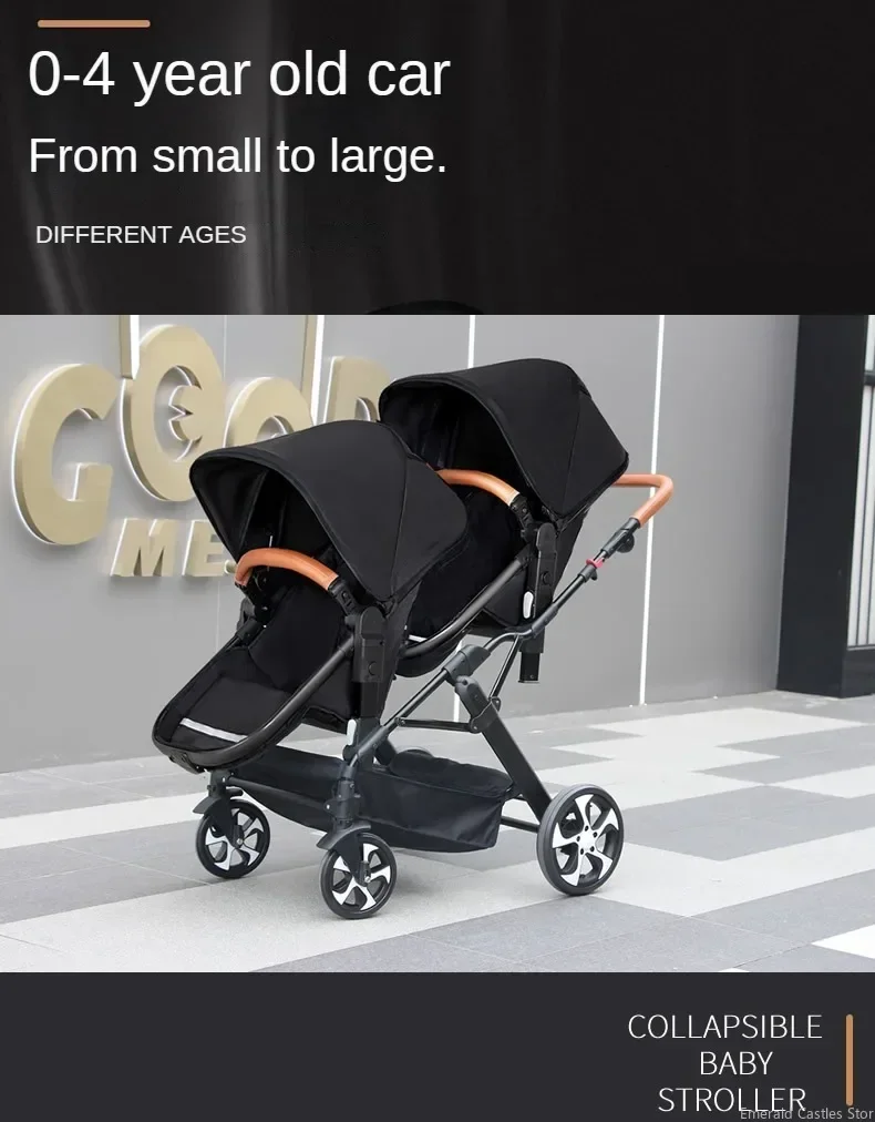 Twins Baby Stroller Can Sit and Lie Double Kids Trolley Stroller Shock Absorber Foldable Child Baby Carriage Foldable