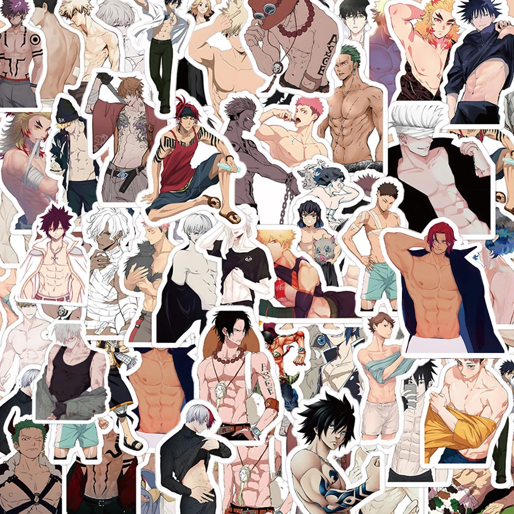 10/30/60pcs Mix Anime Muscle Male Lead Stickers Cool Cartoon Decals for Scrapbook Phone Stationery Waterproof Graffiti Sticker