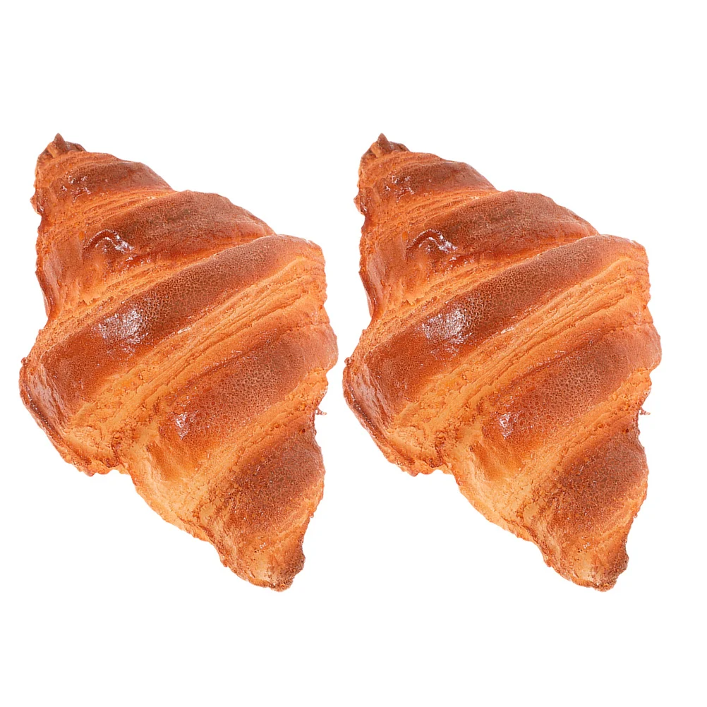 

2Pcs Realistic PU Croissant Bread Props Artificial Faux Pastries for Window Display Photo Shoots Kitchen Decor