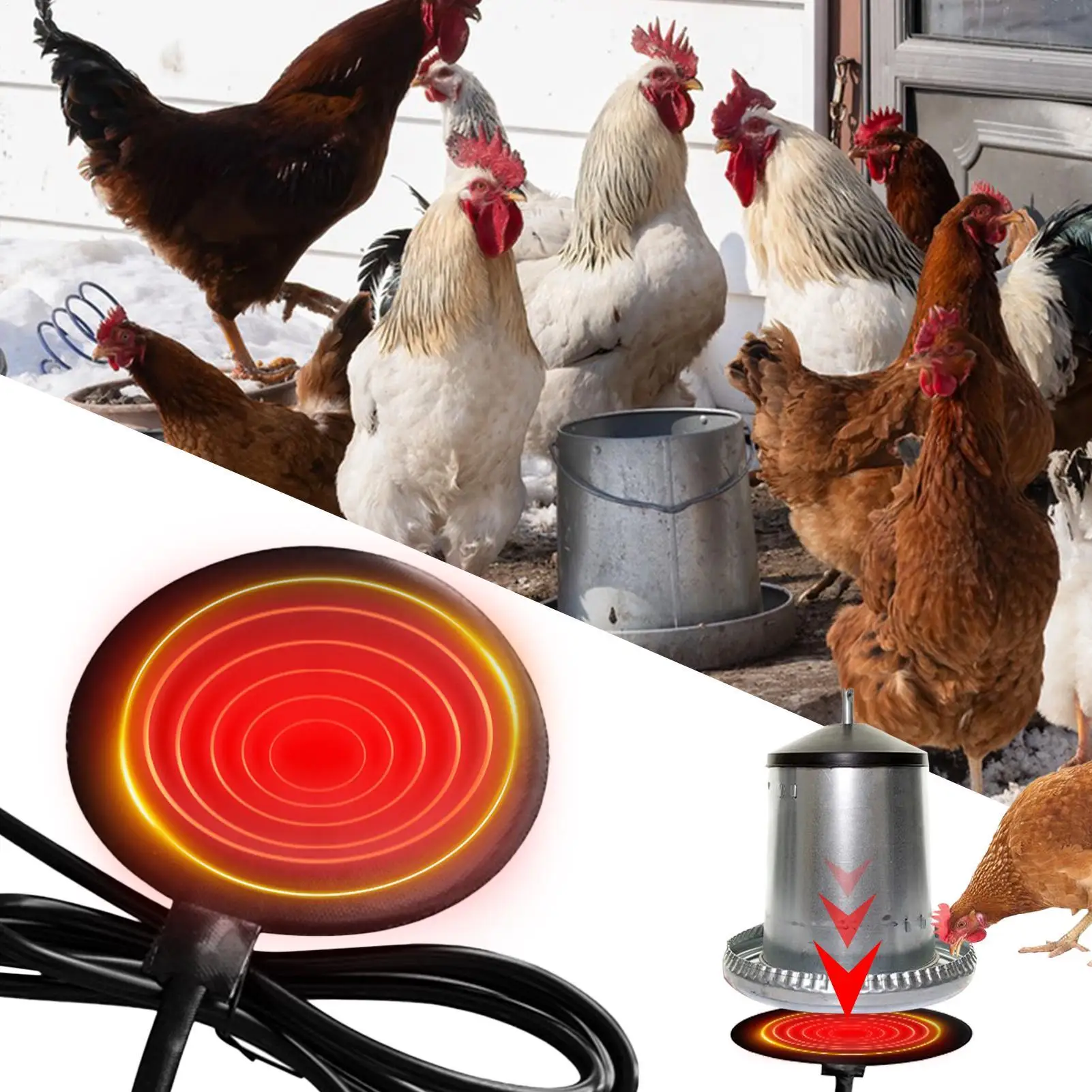 Poultry Drinking Water Constant Temperature Base Safe Durable Poultry Drinker Heating Pad Silicone Freeze Proof FarmingEquipment