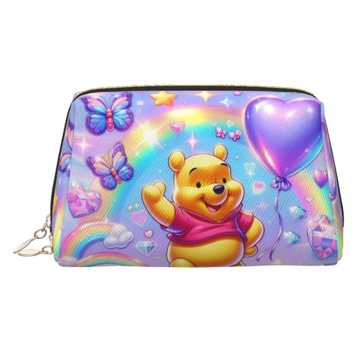 

Custom Winnie The Pooh Cartoons Love Toiletry Bag for Women Hot Makeup Cosmetic Organizer Lady Beauty Storage Dopp Kit Box