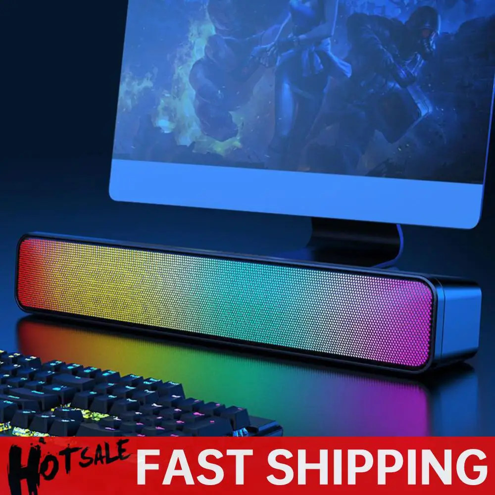 RGB Wireless Speaker Bluetooth-Compatible Desktop Speaker USB Powered Computer Speaker with Subwoofer High Volume for PC Laptop