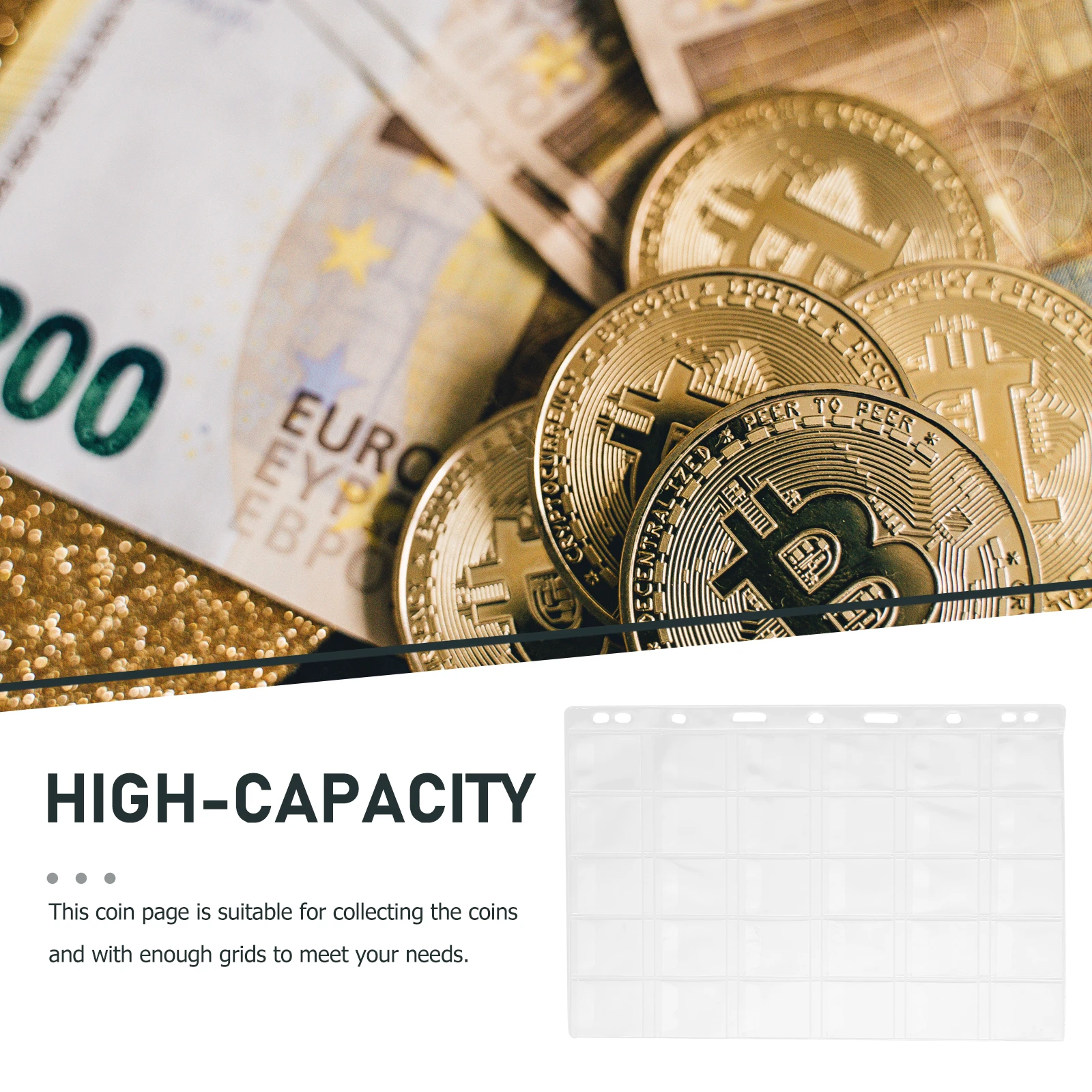 

Coin Collecting Pages Binder Protectors Plastic Coin Holders Clear Grids For Currency Storage Album