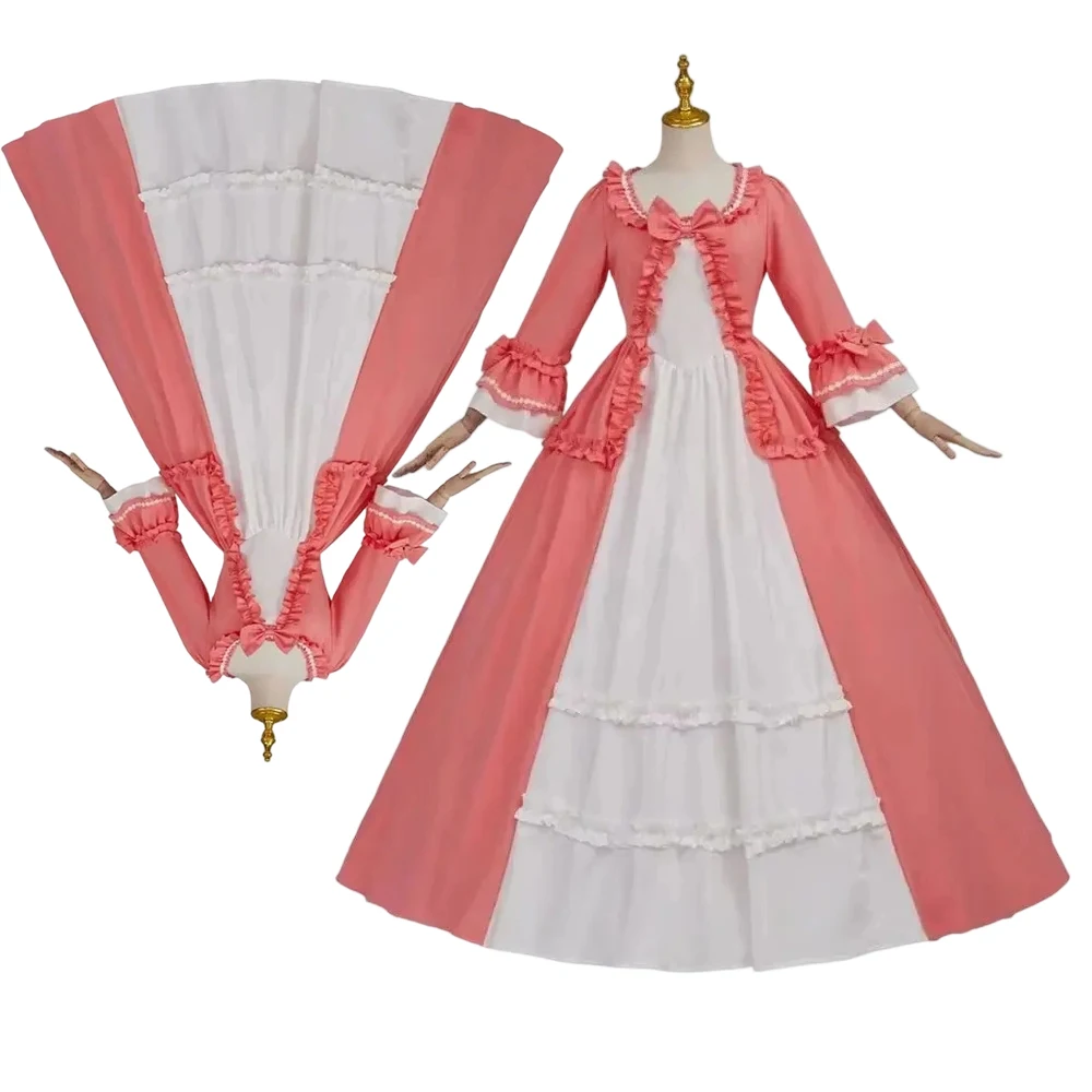 

19th Century Victorian Court Princess Dress Medieval Renaissance Gothic Cute Bowknot Lolita Bustle Ball Gown Halloween Carnival