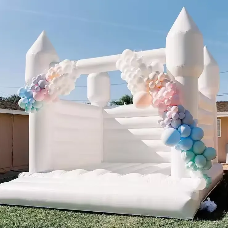 

Commercial Kids Wedding Inflatable Bouncer With Slide Jumping Castle Bounce House White Bouncy Castle With Ball Pit For Sale