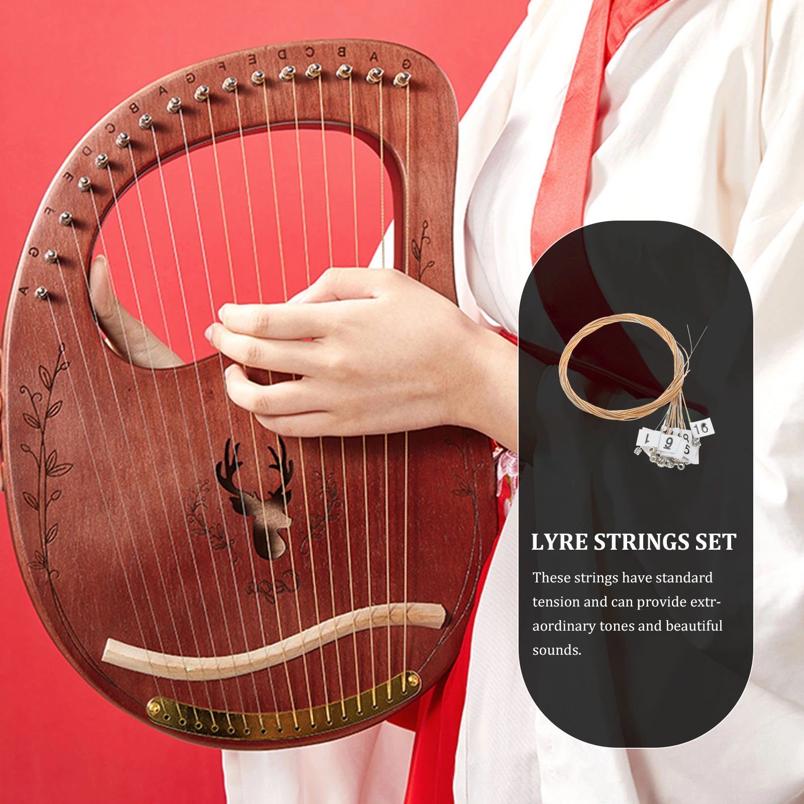 

21 Lyre Strings High Quality Brass Steel Wire Durable Practical Replacement Parts for Stringed Musical Instruments
