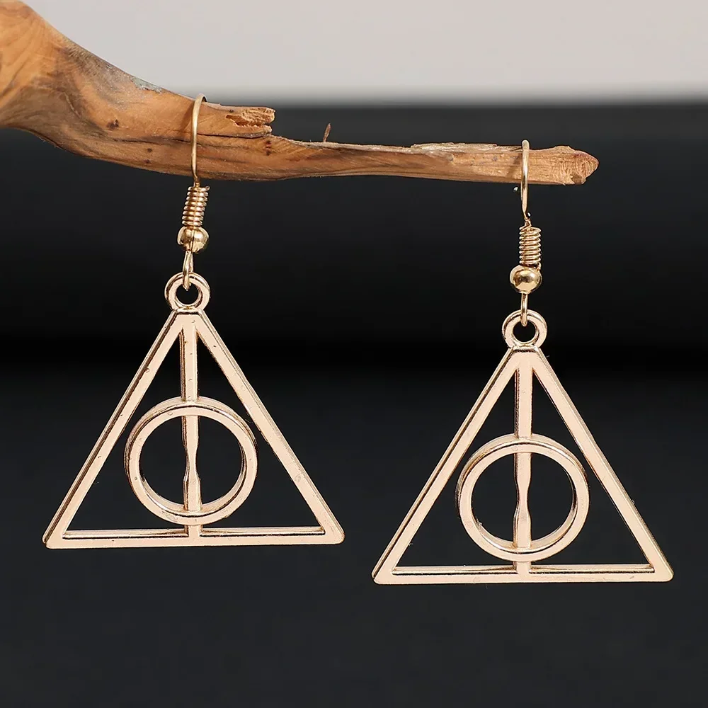 New Harry Potter Golden Snitch Earrings Sterling Silver Ear Stud Harrie Around The Triangle Vintage Earring Valentine\'s Day Gift