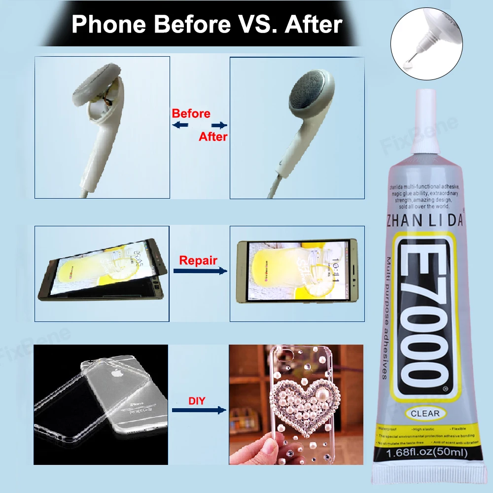E7000 Cell Phone Glue Speaker Watch Adhesive Lcd Screen Repair Tool Puzzle Frame Plastic Modeling Leather Clothes Fabric Textile
