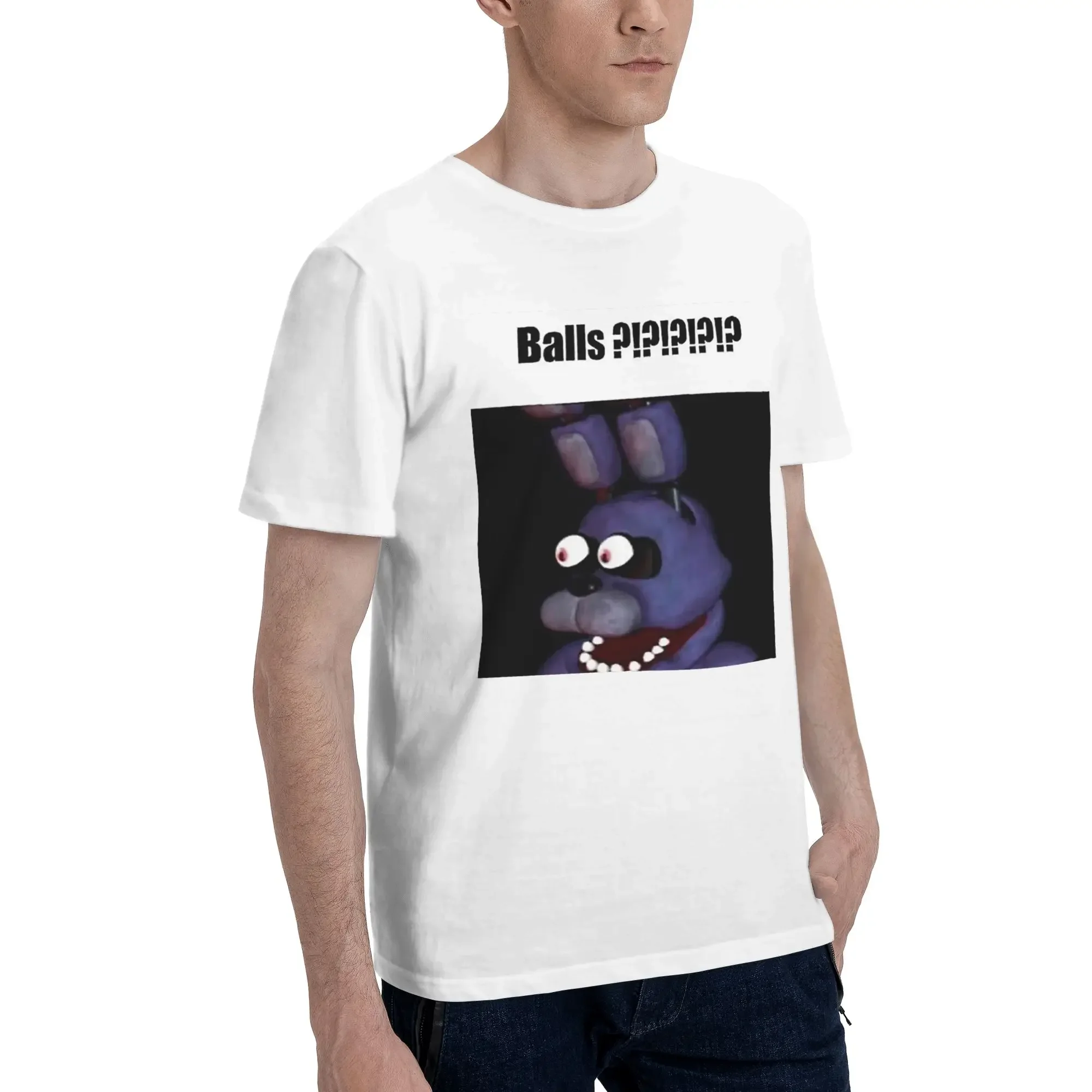 fnaf bonnie Balls !!!! mem Men T-Shirt Oversized T Shirts Men's O-Neck Cotton Tees Short Summer Male