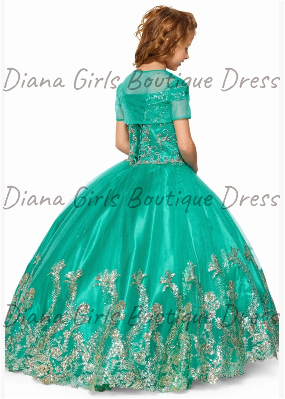 Robe de Rhluxueuse à paillettes pour enfants, robe de demoiselle d'honneur verte, robes de mariée, manches courtes, fête de Rh, anniversaire, princesse, quoi que ce soit