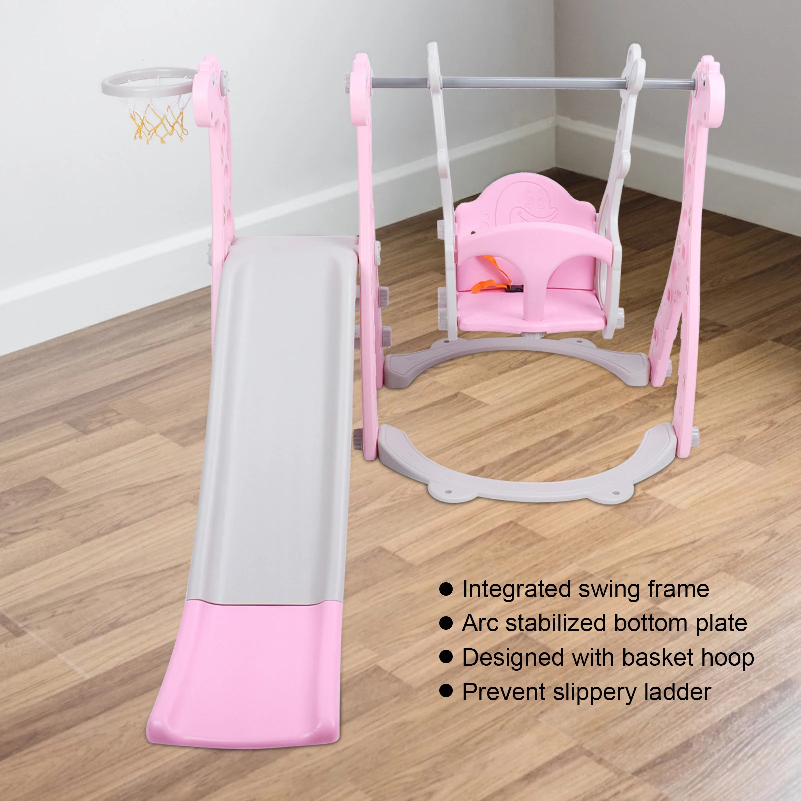 Set altalena per scalatore per bambini con canestro da basket Set di diapositive per bambini per interni ed esterni