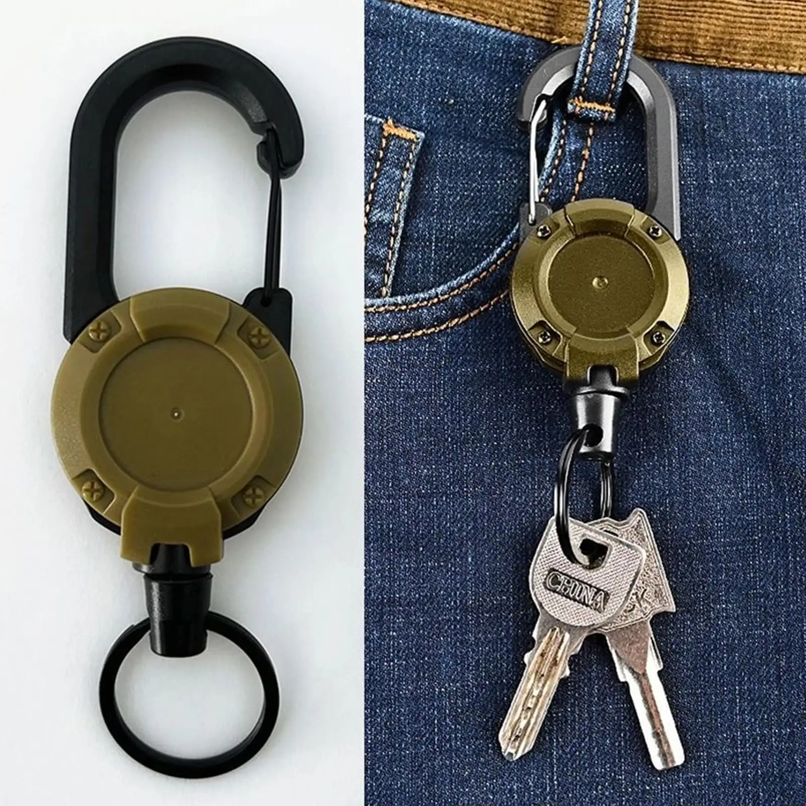 Retractable Keychain with Wire Rope High Rebound Easy Pull Anti Lost Key Holder for Outdoor Running Travel Gift