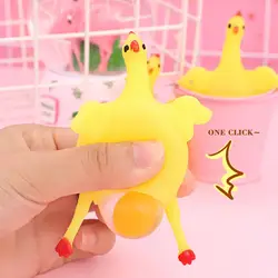 Novelty Funny Chicken Egg Laying Hens Anti Stress Squeeze Toys Squeeze Keychain Chicken Laying Egg Stress Relief Gadgets Gifts