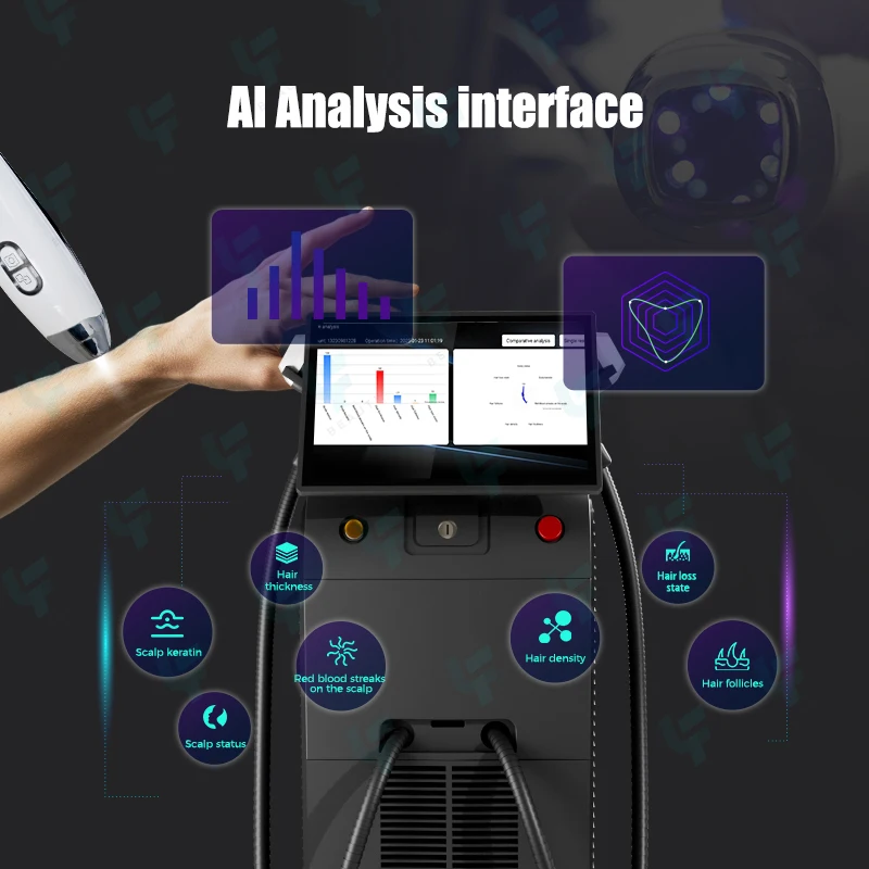 Hot Selling Commercial AI Skn Analysis Device Skin Detector Ice Titanium Whole Body 3 Waves Diode Lasr Hair Removal Machine