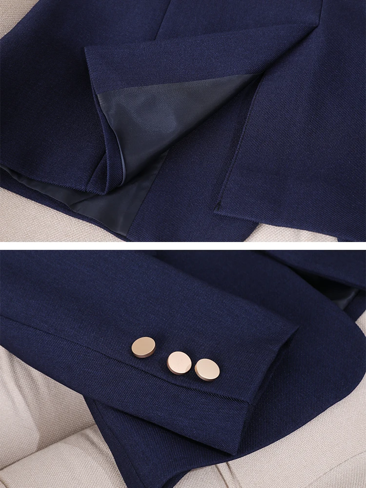 New Arrival Autumn Winter Khaki Navy Women Blazer Coat Long Sleeve Single Button Office Ladies Business Work Wear Formal Jacket