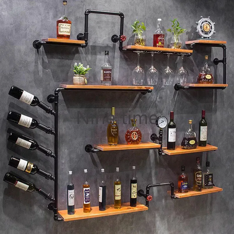 Whiskey Showcase Wall Bar Cabinet Outdoor Antique Drinks Hanging Shelves Metal Storage Wine Rack Room Liquor Portable Furniture