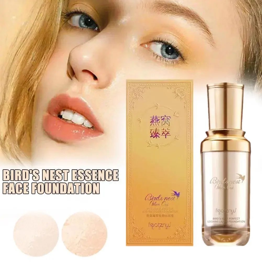 Heallor Genuine Feotznw Liquid Foundation Bird's Nest Lock Wodoodporny podkład odporny na pot, nieprzywierający U6p4