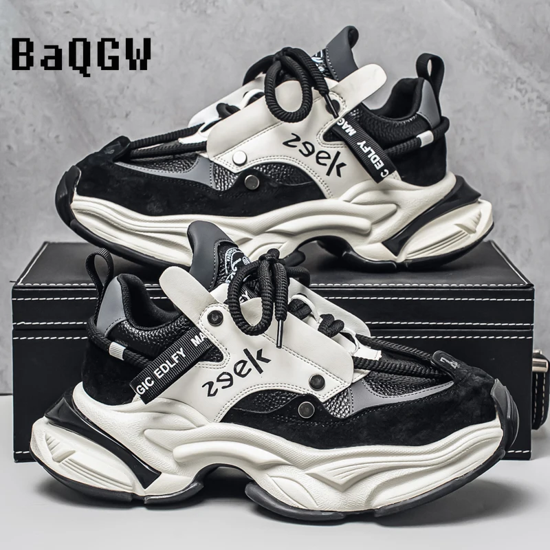 

Retro Color Block Chunky Sneakers for Men Women Fashion Casual Walking Shoes Suede Upper Platform Sole Comfortable Daily Wear