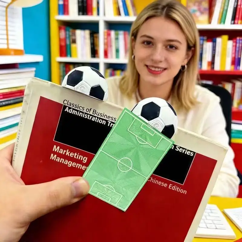 Cute 3D Green White Football Bookmark 1PC Book Clip Holder Fashion Stationery for Student Graduation Birthday Gift