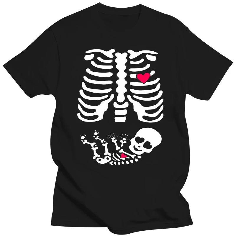 Maternity Baby Skeleton Halloween T-shirt Scary funny Pregnant Women's Tees