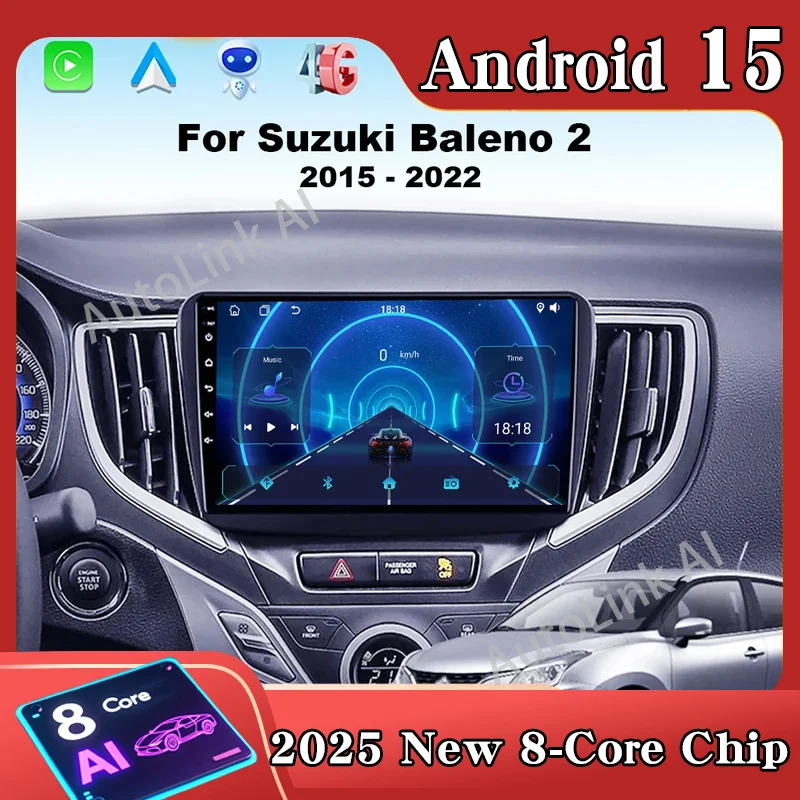 

Android 15 Carplay For Suzuki Baleno 2 2015 - 2022 Car Radio Auto 4G WIFI GPS Navigation Multimedia Video Player Stereo