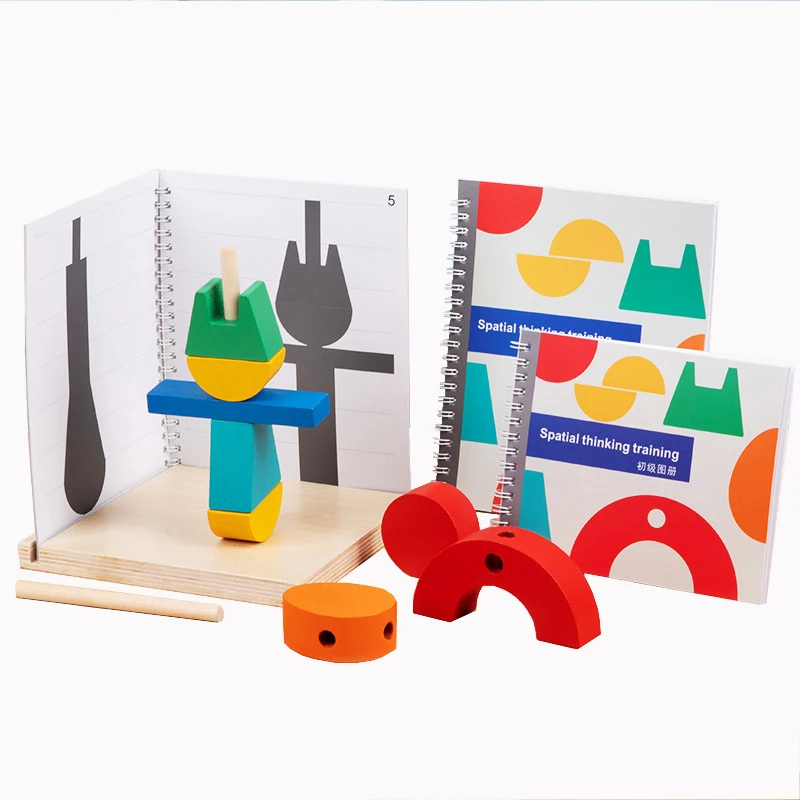 3D Blocks Spatial Visualization Geometric Shapes Children Wooden Montessori Toys Cognitive Logical Thinking Shadow Matching Toys