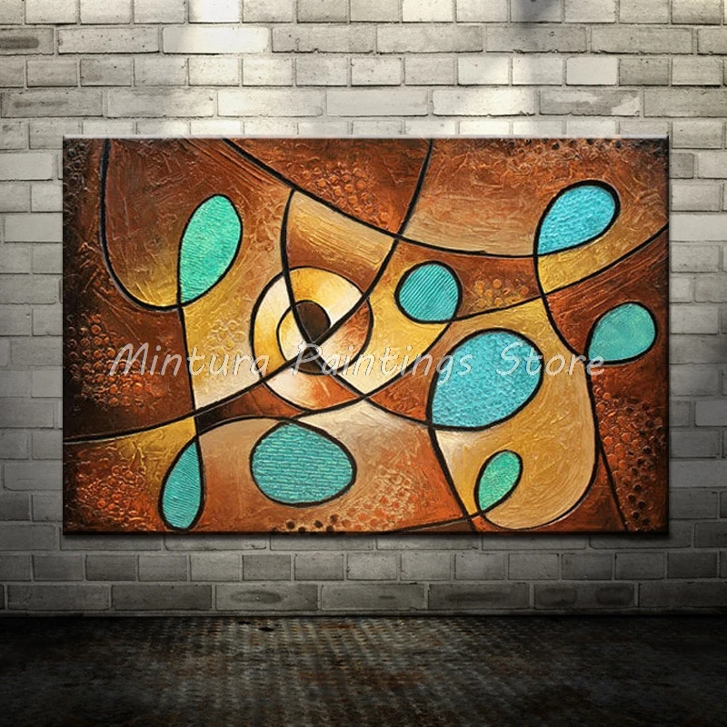 

Mintura Hand Made Blue Line Oil Painting On Canvas,Wall Art,Pictures For Living Room,Home Decoration Modern Abstract Poster Gift