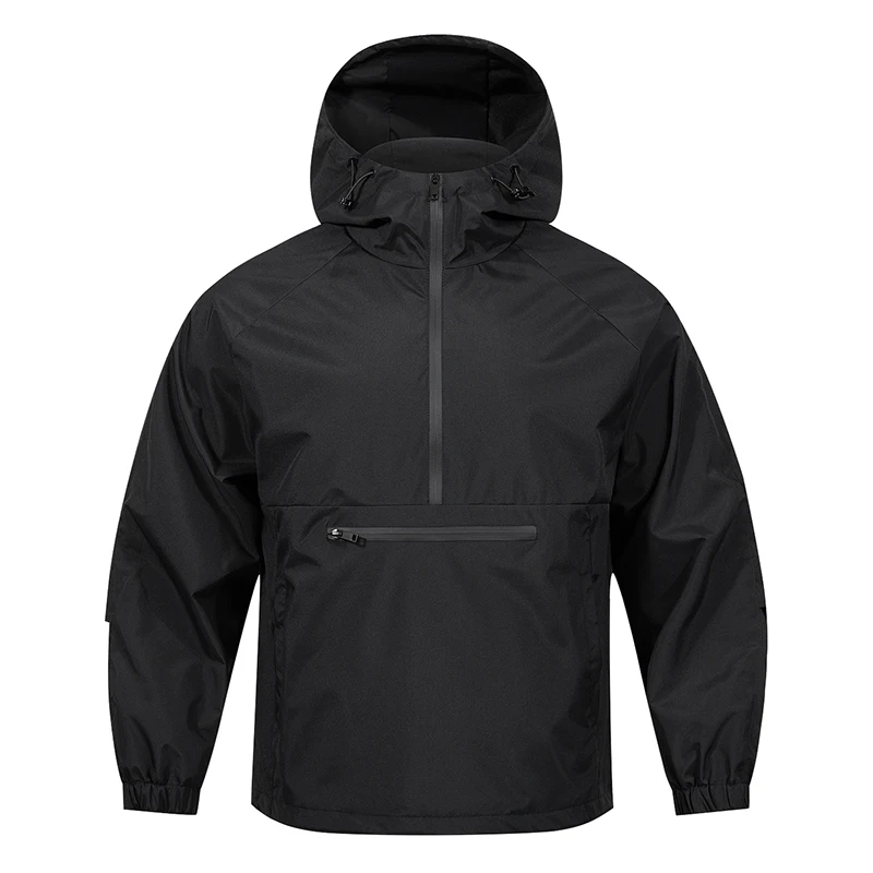 Being Vigor Water Repellent Hooded Half Zipper Anorak Jacket Men Zipper Windbreaker Men's Spring Autumn Jacket Top OuterwearR