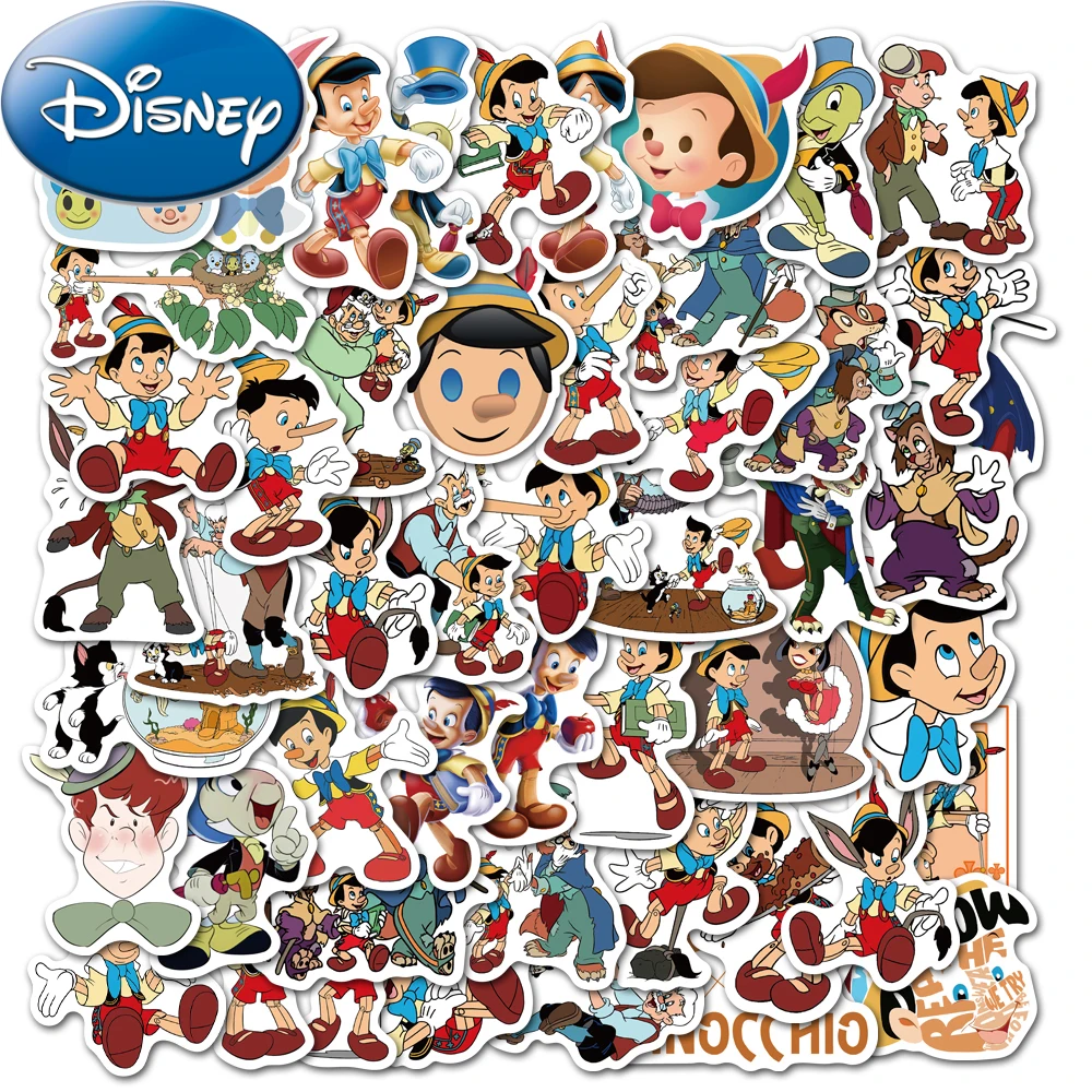 10/30/50pcs Cartoon Disney The Adventures of Pinocchio Stickers Anime Fridge Luggage Laptop Waterproof Cute Sticker Kid Toy Gift