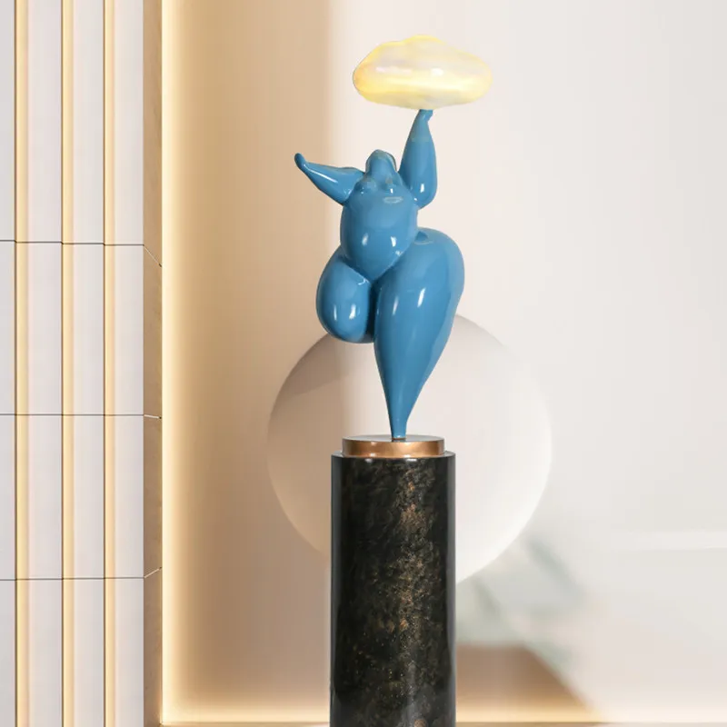 Hotel clouds abstract charm fat girl figure sculpture ornament home living room creative humanoid art decorative lamps