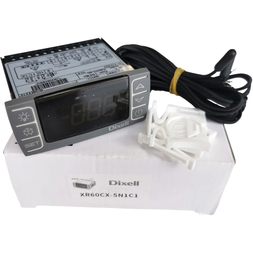 ตัวควบคุมอุณหภูมิเทอร์โมสตัทดิจิตอล Dixell รุ่น XR60CX 5N1C1 พร้อมระบบละลายน้ำแข็ง ควบคุมคอมเพรสเซอร์และพัดลมคอยล์เย็น 230V 50/60Hz