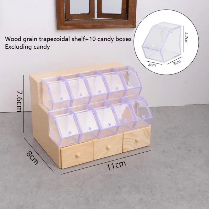 1Set Poppenhuis Miniatuur Opslag Display Rack Met 10 Doos Mini Simulatie Supermarkt Scène Decor Snoep Plank Fantasiespel Speelgoed