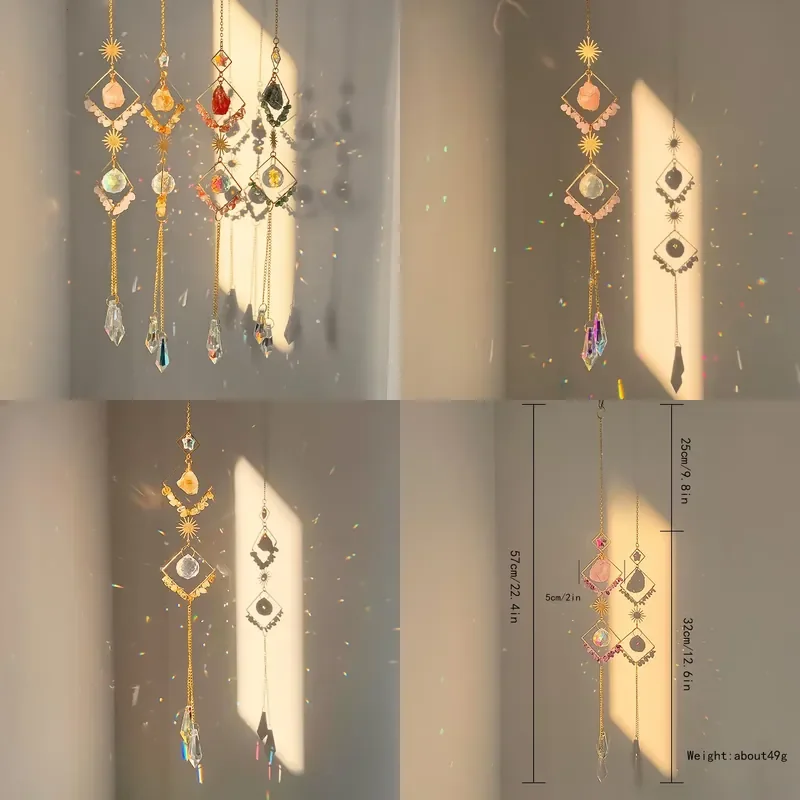 Wholesale Crystal Sun Catcher Light and Shadow Rainbow Prism Amethyst Rose Quartz Hanging Window Decoration Ornament