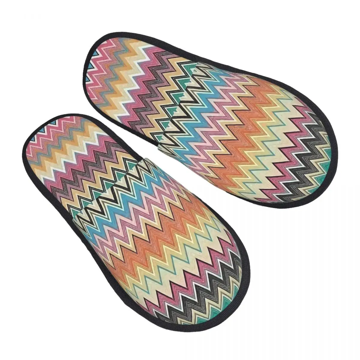 

Камуфляжные домашние домашние тапочки с зигзагом на заказ, женские уютные тапочки из пены с эффектом памяти, современные тапочки без шнуровки с зигзагообразным узором для спальни