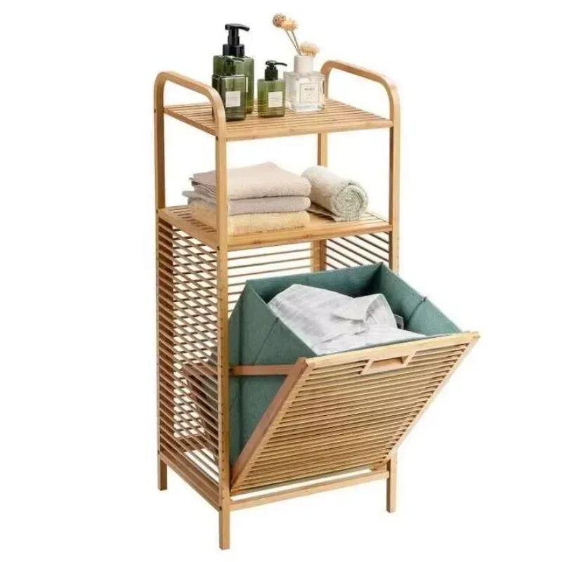 Shelf Clothes Dirty Storage Shelves  Bamboo Laundry Collapsible Laundry Basket