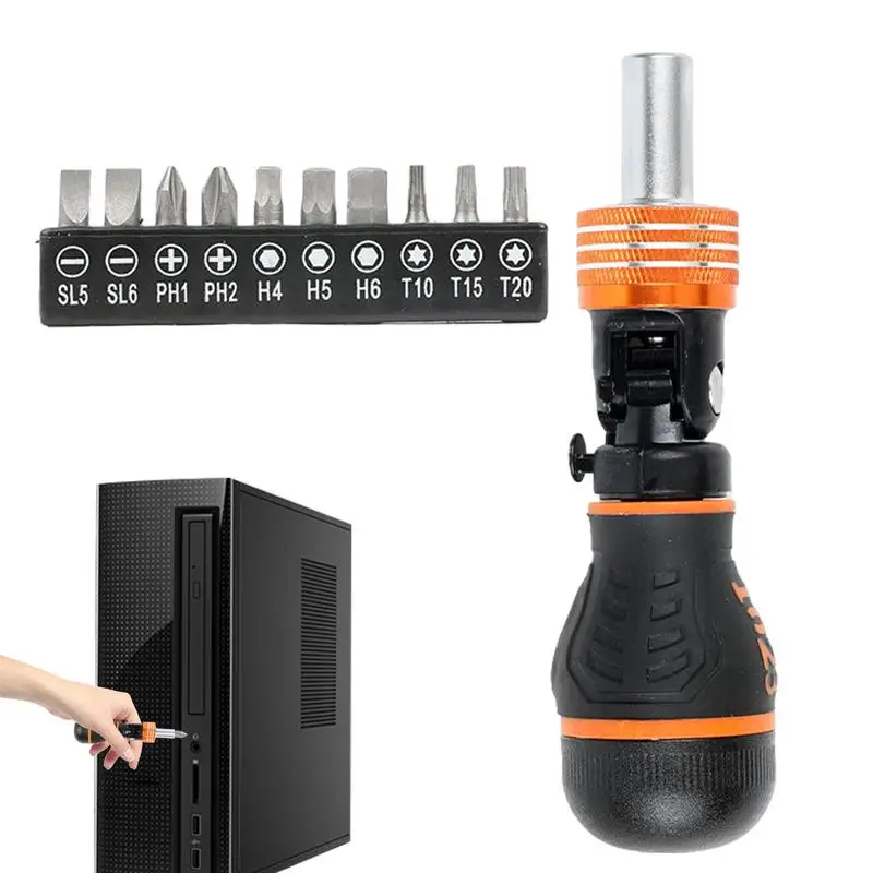 

Professional Screwdriver Set Steel Screw Driver Set Heavy Duty With 10 Heads Multifunctional Household Gadgets Portable Easy