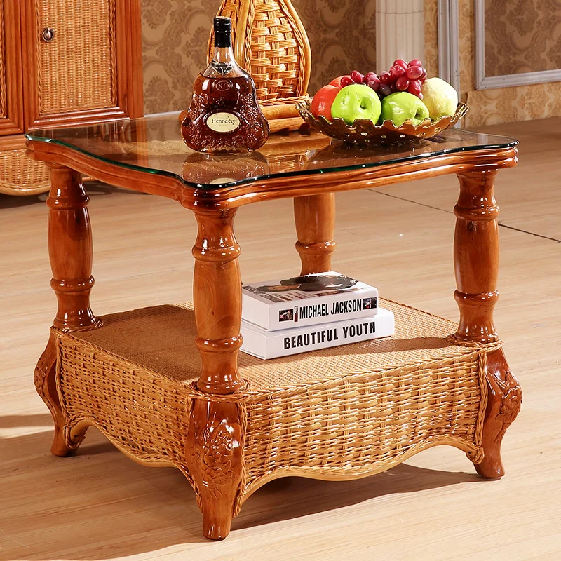 rattan coffee table, corner table, side table, small square table