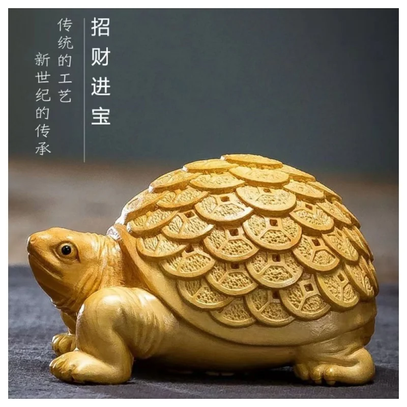 

Arborvitae Wood Carving Small Water Turtle Ornaments Auspicious Beast Blessing Money Drawing and Luck Changing Solid Wood Carvin