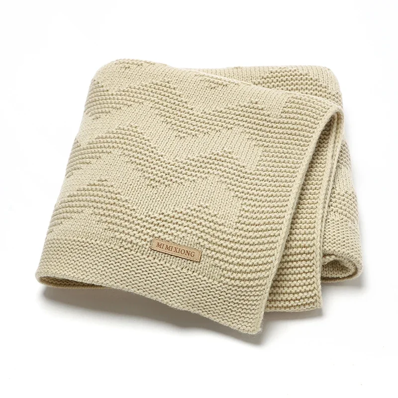 

Newborn Baby Blankets Knit Girl Boy Bedding Solid Quilt 90*70CM Waves Plaid Infant Stroller Swaddle Soft Sleep Cover Breathable