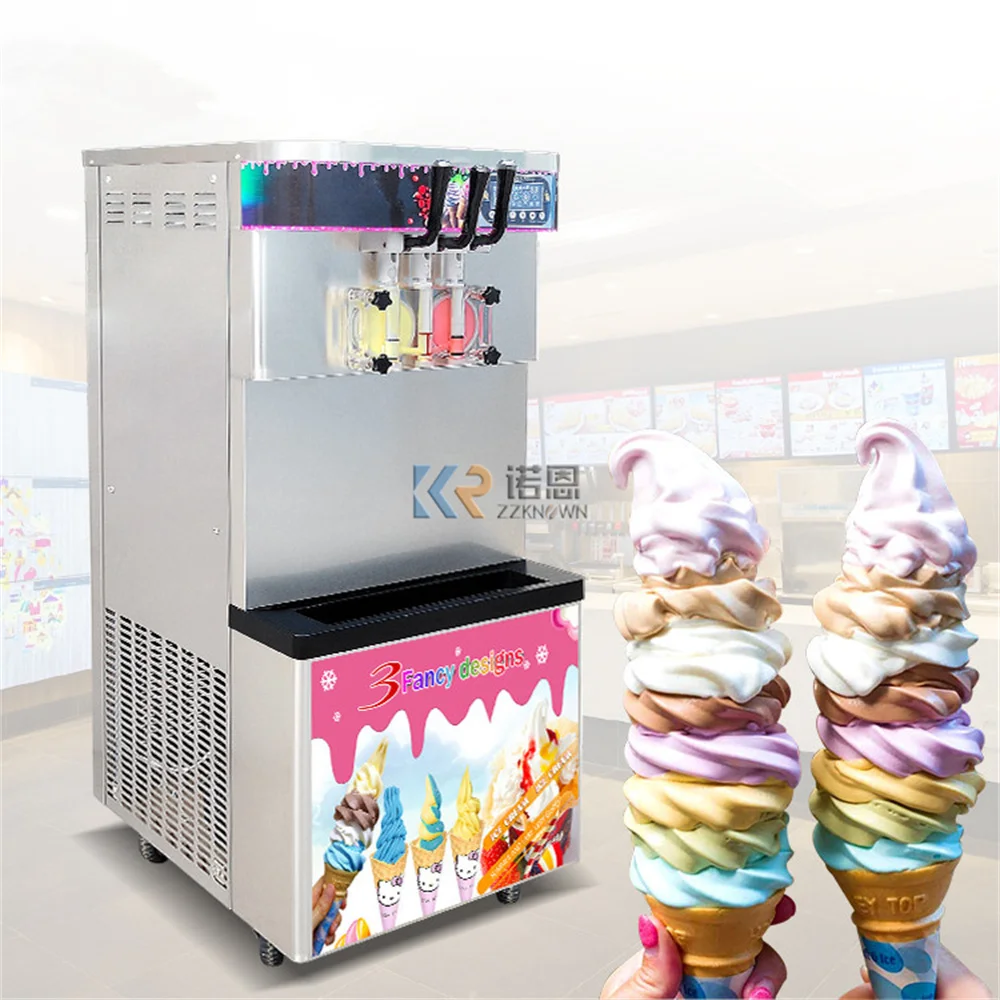 

Stainless Steel 3 Flavors Soft Ice Cream Maker Automatic Yogurt Iced Coffee Ice Cream Machine Softeis Maschine