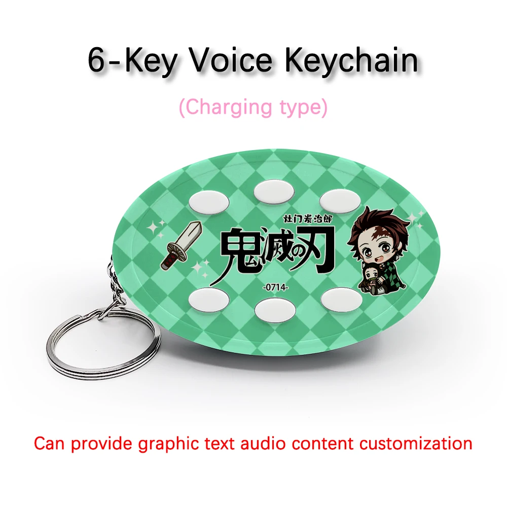 

Creative Voice Keyring For Demon Slayer Kamado Tanjirou 6-Key Audio / Picture Customization Rechargeable Keychain Pendant Gift