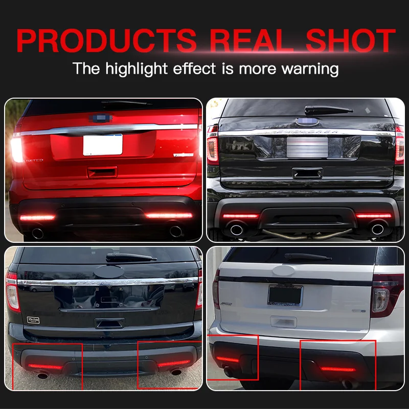 1 para OEM czerwone soczewki po stronie kierowcy/pasażera LED reflektory zderzaka tylne światła przeciwmgielne dla 2011-2015 Ford Explorer — zdjęcie 5