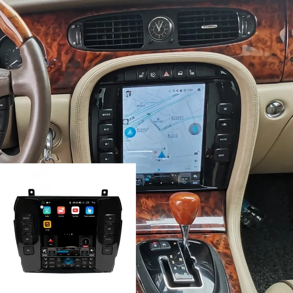 Reproductor Multimedia DVD Android 13 con Carplay para Jaguar XJ X-TYPE S-TYPE 2004 2005 2006-2008, Radio para Auto con Pantalla Táctil y Navegación GPS
