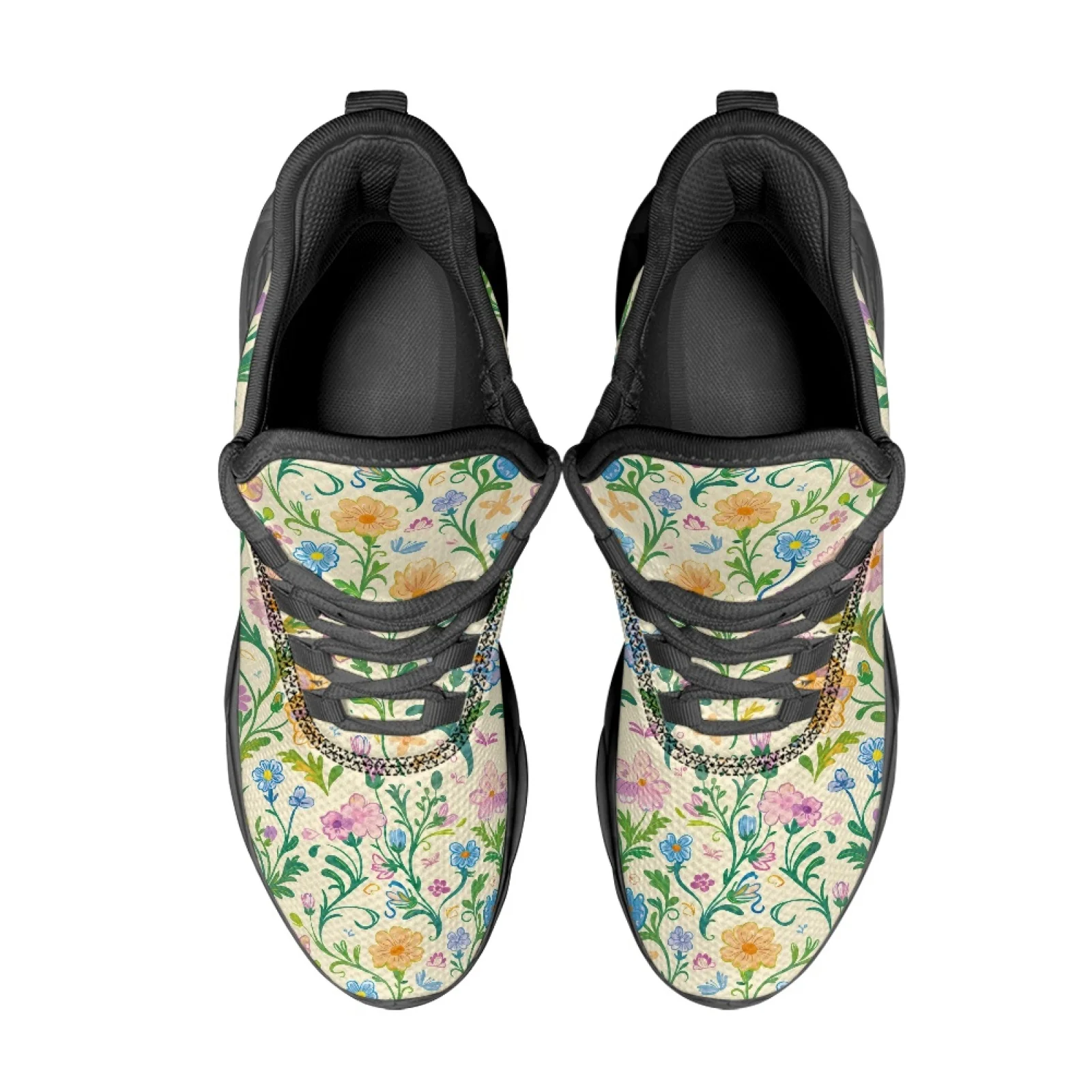 PENSTROLL Retro Flower Print Athletic Running Sport Shoes Mesh & EVA Blade Running Shoes Non Slip Athletic Trainer for Hiking