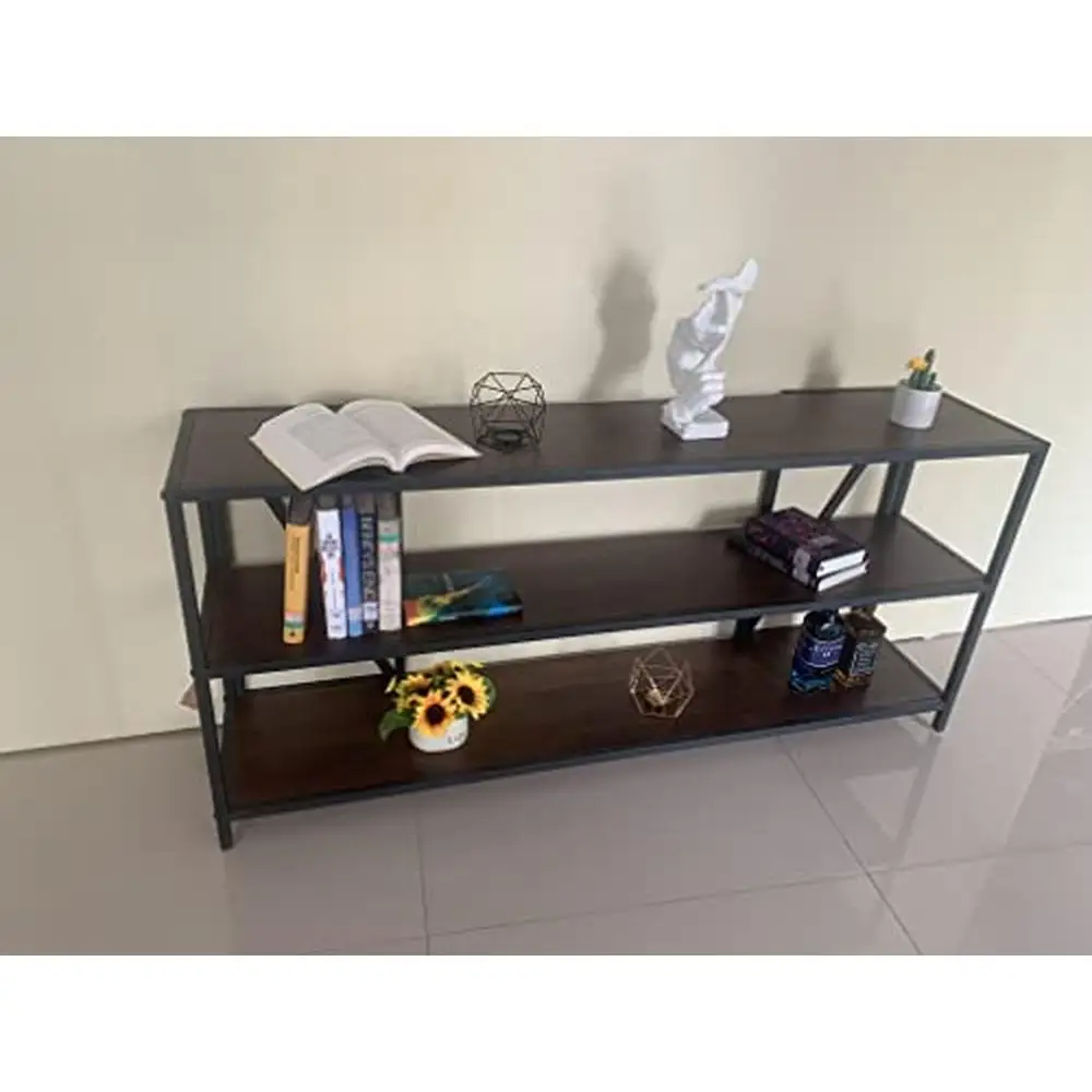 Estantería Industrial de madera maciza para oficina, sala de estar, dormitorio, estilo rústico de granja, sofá, mesa, estantes de libros ajustables y 3 estantes