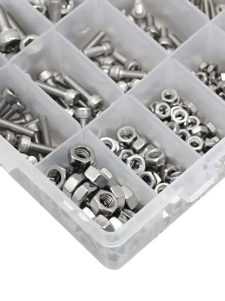 880Pcs M3 M4 M5 M6 Stainless Steel Metric Hex Socket Head Hex Socket Bolts and Nuts Set and Washers Assortment Kit  With Wrenchs