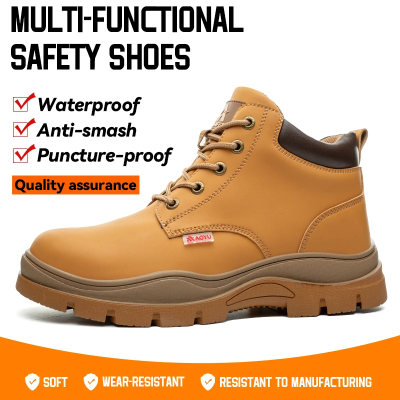 AOYU WINTER New Styles Men Safety Boots With Steel Toe Cap Anti-smash Work Sneakers Safety Shoes Men IndestructibleWork Boots