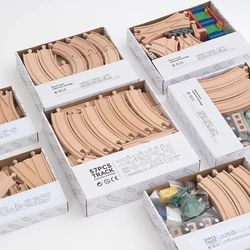 New Wooden Train Track Set Beech Wooden Railway Accessories fit for All Brand Wood Tracks Educational Toys for Children